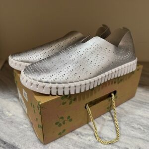 Ilse Jacobsen Metallic Silver Slip-On Flats - NIB